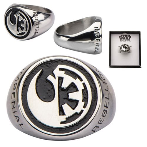 Star Wars Rogue One Rebel Alliance and Galactic Empire Symbol Stainless Steel Ring